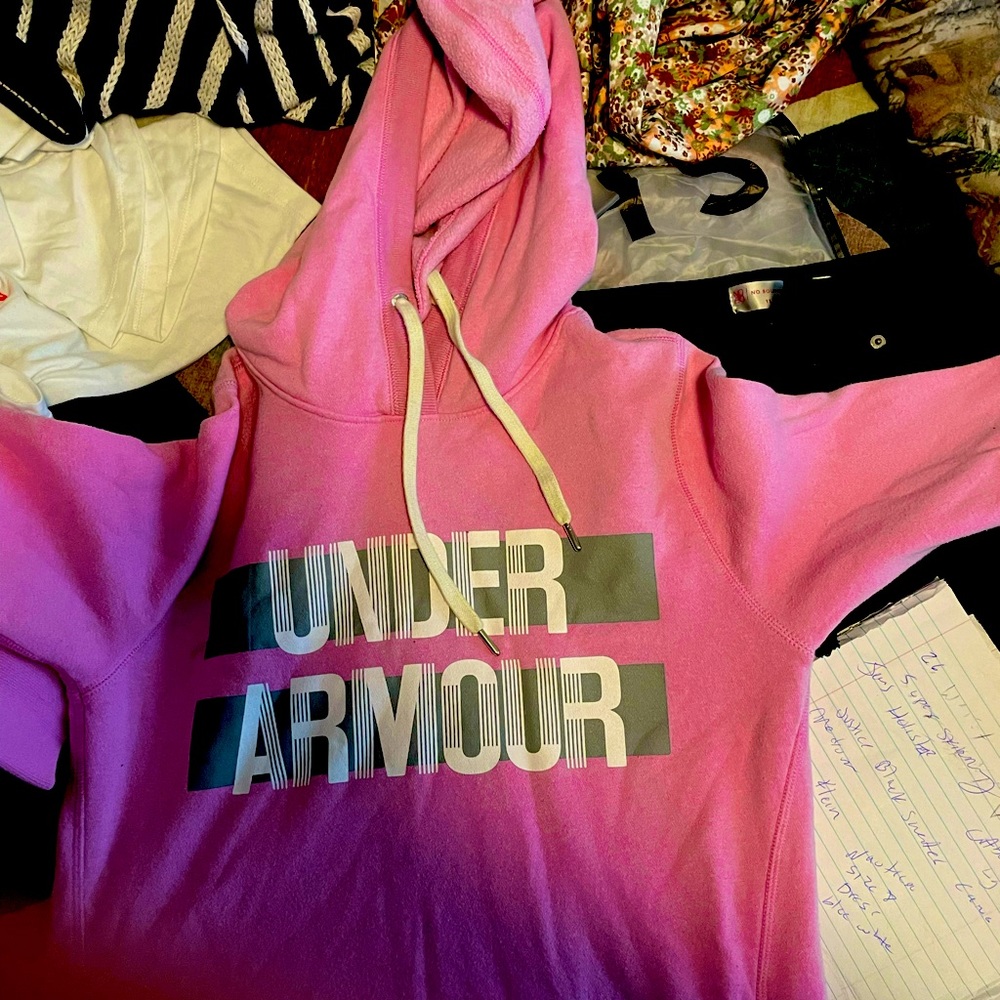 Under armor medium pink hoodie